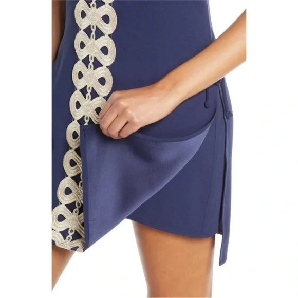 Lilly Pulitzer Sahra Romper Navy Gold Trim Size 00 – Perfect Condition - Picture 3 of 3